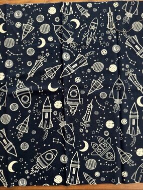 Benartex Kanvas Greta Lynn Outer Space Glow Navy Blue Quilting Cotton Fabric
